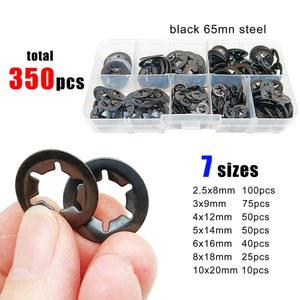 350pcs M2 5 M10 외부 Circlip 자동 고정 클립 푸시 온 샤프트 링 스냅 링 키트 세트 검정색 65mn 304 스테인레스 스틸