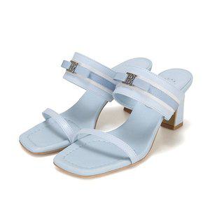[BABARA][본사운영] 바바라 양가죽 스트랩 B장식 러블리 여성 뮬 7cm_BBF402