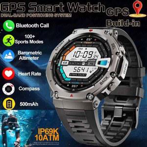 2025 HUIAWE GPS 스마트 시계 남성용 5ATM IP69K 방수 스마트 시계 나침반 고도계 기압 음성 통화 팔찌