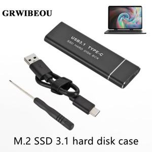 GRWIBEOU USB 3.1-M.2 SSD 모바일 하드 디스크 박스, C타입 어댑터 카드 외부 인클로저 케이스, m2 SATA 22