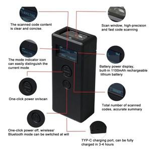 휴대용 바코드 스캐너 미니 무선 블루투스 1D QR 데이터 매트릭스 PDF417 리더(소매점용 저장 기능 포함)