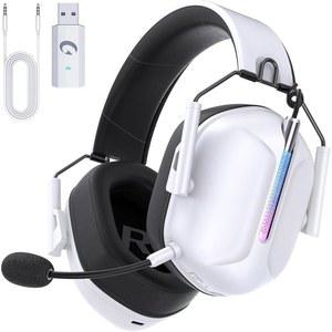 PS5용 무선 게이밍 헤드셋, PS4/닌텐도 스위치용 마이크 포함 2.4GHz Xbox 시리즈용 유선 3.5mm, 40H 배터리(화이트)