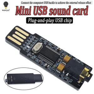 WAVGAT 미니 USB 오디오 사운드 카드 PC 노트북용 DAC 디코더 보드 무료 드라이브 PCM2704