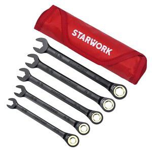 스타워크 트루 메카닉 5Pc 120T SAE & Metric 래칭 렌치 세트, 프로페셔널, 롤업 파우치