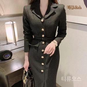 검정색 트위드 허리 허리띠 슈트(Suit) 드레스 미샤 잇미샤 Style 66