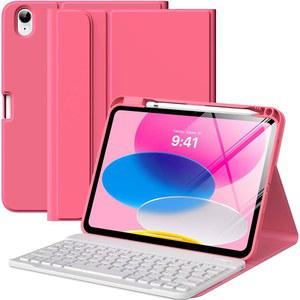 [미국배송] 키보드 11인치 2025가 장착된 IPAD(A16) 11세대 케이스 펜슬 홀더가 IPAD 10세대 10.9인치 멀티 앵글 탈착식 블루투스 키보드 핑크