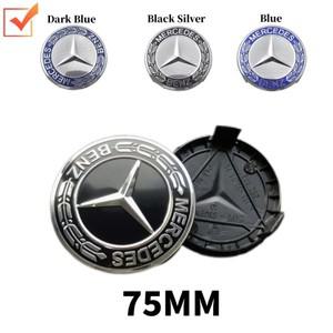 자동차 휠 센터 캡 허브 커버 배지 액세서리, 메르세데스 벤츠 AMG C E S GLE CLC 클래스 W204 W124, 75mm,