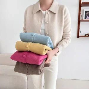 [하프클럽/]여자 FW 카라넥니트 단추 오피스룩 가디건