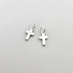 비즈팡 [SVP-25-01] 순은펜던트 실버925 초미니십자가 5x10mm+O링 두께1mm ,1개