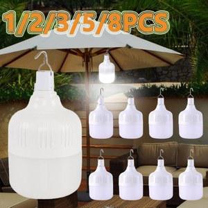 1 8pcs 휴대용 야외 캠핑 조명 USB 충전식 램프 LED 비상 전구 높은 전력 텐트 랜턴