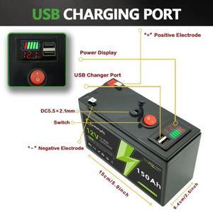 12V 리튬 배터리 150Ah LiFePO4 4000+ 딥 사이클 내장 BMS 10년 수명 UPS 카약 어군탐지기 태양광 패널 라