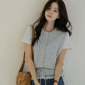 [시크폭스] 베이빌 레이스 레이어드 니트 베스트_53KN668
