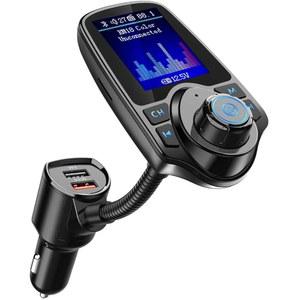 자동차용 Nulaxy Bluetooth FM 송신기, 1.8인치 컬러 스크린 라디오 어댑터 W QC3.0 및 5V/2.4A 충전, 핸즈프리 통화, 마이크로SD 카드 지원, Aux Play, EQ 모드 - KM18 [업그레이드 버전] 블랙