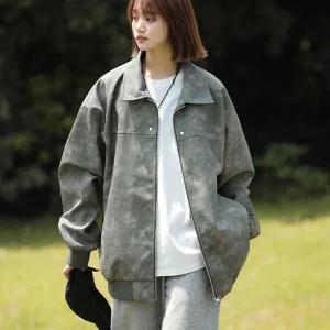 [유어하젤] [남녀공용]르몽크 오버핏 블루종 레더 자켓_F4183