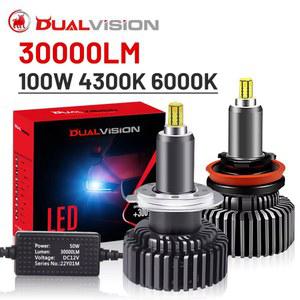360 학위 H7 H11 CA 라이트 6000K 자동차 30000LM 9005 9012 HB4 LED 9006 전구 램프 HIR2 안개등 100W HB3 US 4300K 미니