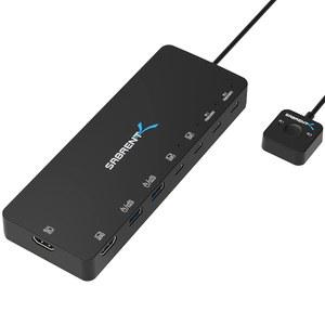 SABRENT KVM 스위치, USB-C, 60와트 전원 공급 장치(USB-CKDH)를 갖춘 PC 1대 2 디스플레이