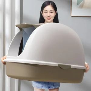 대형 고양이 화장실 녹색 펠렛 도어 배설물 완전 후드
