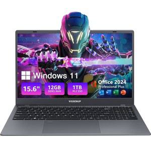 VIGSENUP 노트북, 12GB LPDDR5 RAM 1TB SSD, 15.6인치 노트북 컴퓨터, Win11 Pro, N95 쿼드 코어 프로세서,