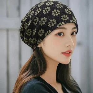 /신상오픈런 여성용 통기성 꽃무늬 비니 모자 패션 아이템