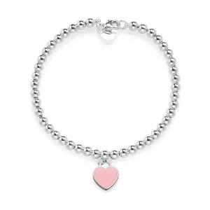 [TIFFANY&CO]티파니 69683754 리턴 투 티파니 핑크 하트 태그 비드 미디움 다이아몬드 실버 팔찌 14476...