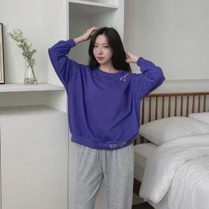 [하프클럽/]여성 민무늬 필기체 빅사이즈 나염 맨투맨