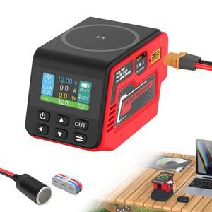 Kzreect 300W 조정 가능한 1 30V DC 전압 조절기, 밀워키 18V 배터리, XT60 출력, 140W PD3.1 USB-C, 18W USB-A, 15W 무선 충전, LCD 디스플레이 지원