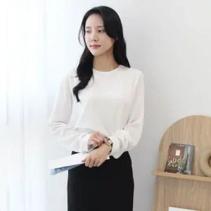 [하프클럽/]비침없는 라운드넥블라우스 쉬폰 정장블라우스 면접블라우스55-