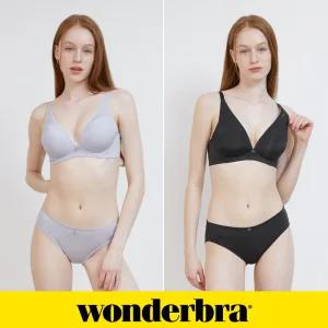 [Wonderbra] V넥 노와이어 브라팬티 4종세트 블루퍼플+블랙 WBW4N2932_T