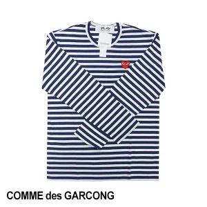 플레이 꼼데가르송 레드 하트 스트라이프 롱슬리브 티셔츠 AX T010 051/AZ T010 051 NAVY