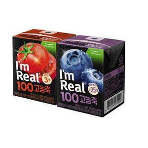 아임리얼100 토마토(120mlx12개)+블루베리(120mlx12개) 탕비실 음료 풀무원 초등학생 유치원생 음료 나들이