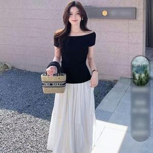 [오노마] ONM 하객룩 모임룩 데이트룩 슬림핏 오프숄더 반팔 니트