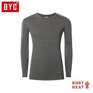 BYC 남성트렌디 보디히트 베이직 U넥 긴팔티 DOLS0064 재색