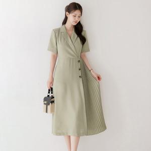 [시크라인] (~XXL까지) 솔리아 하프플리츠 플레어 원피스 여름 하객룩 오피스룩 데이트 모임 미시 빅사이즈