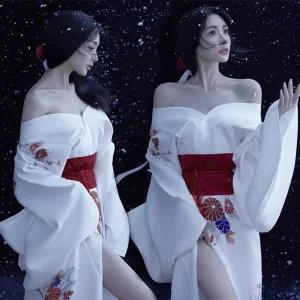 일본 기모노 오프숄더 코스프레 데이트룩 레드 리본