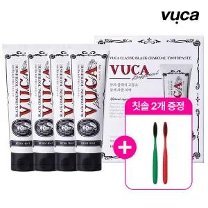 [보리보리/뷰카]클래식 블랙 차콜 구취케어 치약 허브민트향 110g 4개입+점보칫솔 2개 증정