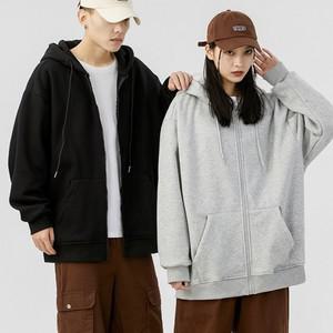 남여공용 후드집업 심플 오버핏 루즈핏후드 후드집업 자켓 남성 긴팔 여성후드 오버 점퍼 커플후드티 여자