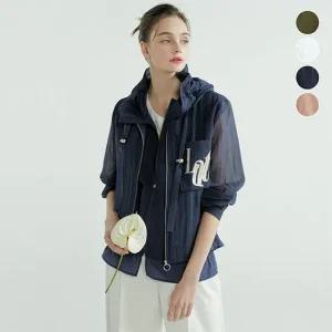 TAGME 시스루 페플럼 썸머 후드베스트+블루종자켓(2종세트)