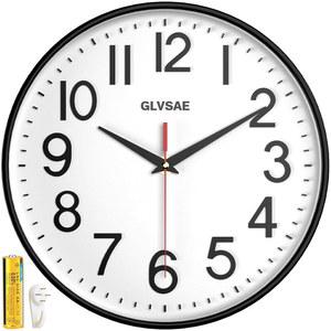 GLVSAE 벽시계 12인치 논티킹 배터리 스테레오스코픽 다이얼 초조용한 무브먼트 쿼츠로 읽기 쉬운 크기로 작동하는 사무실 교실용 가정용 침실 주방
