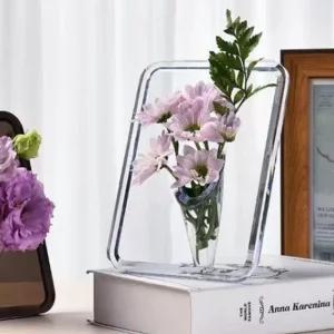 고품질 심플 투명 액자 화병 아크릴 꽃병 생화 조화 인테리어 3D 입체 디자인 미니꽃병 (WFJEMEI)