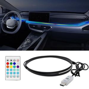 다채로운 LED 자동차 실내 숨겨진 앱 원격 제어 분위기 램프 USB 앰비언트 라이트 아크릴 스트립 대시보드