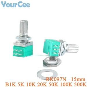 2개/ RK097N 단일 오디오 증폭기 씰 전위차계 3P 15mm Lenth B1K 5K 가스켓 너트 포함