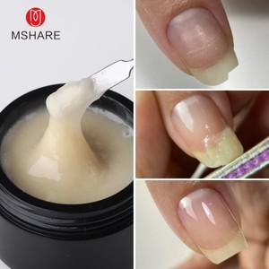 MSHARE 천연 손톱 섬유 유리 빌더 네일 확장 젤 클리어 화이트 핑크 수리 깨진 50ml 50g
