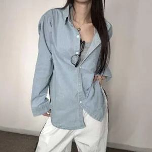 ONM 대학생 간절기 봄 가을 캠퍼스 룩 청 데님 셔츠