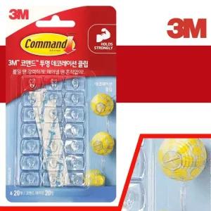 3M 투명 데코레이션클립20p  17026CLR)훅 벽장식 소품 투명메모홀더 투명테이프 탈부착식