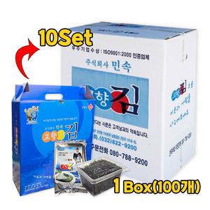 [당일출고] 국내산 민속 고향김 3호 15gX100봉(1박스-10set) 선물세트 조미김 도시락김 쇼핑백포함