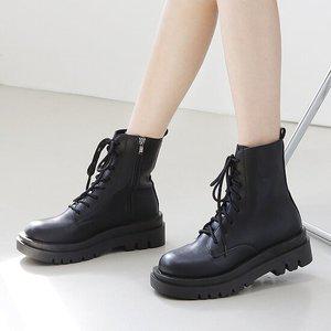 빅사이즈 레이스업 통굽 워커 부츠 (5cm) 로시오