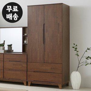 [벤티스가구]레빈 고무나무 원목 투서랍 입본장 장롱 양복장 옷장 싱글장 안방 옷 수납 침실가구