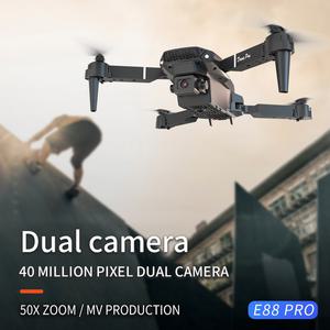 낚시드론 듀얼 프로 와이파이 FPV RC 드론 E88 4K HD 카메라 광각 리모컨 비디오 쿼드콥터 장난감