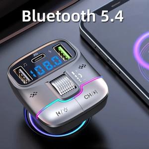 FM 송신기 블루투스 5.4 핸즈프리 휴대용 자동차 AUX 라디오 변조기 MP3 플레이어 빠른 충전 어댑터 액세서