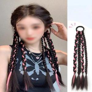 땋은머리 가발 양갈래 헤어피스 포인트머리 레게 부분가발